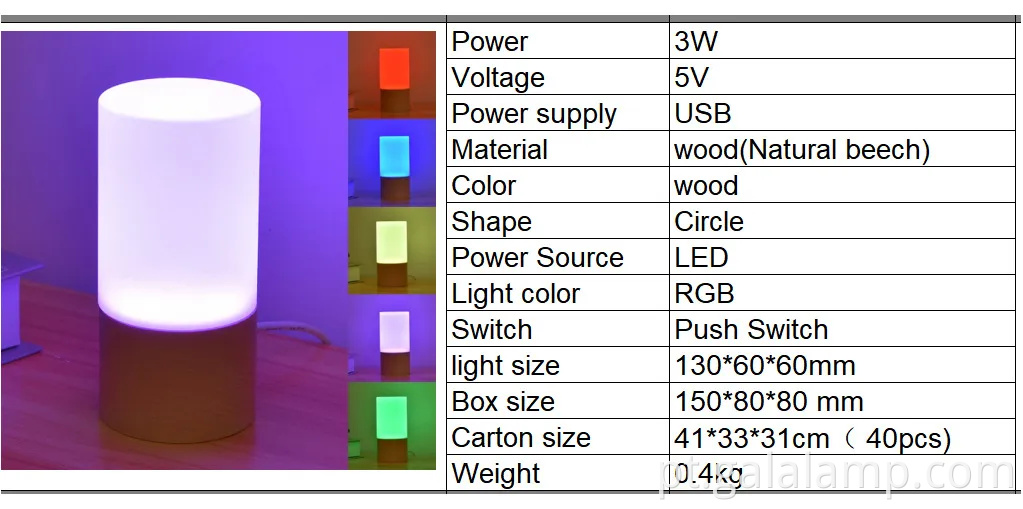 Luz noturna inovadora de madeira sólida para decoração de casa